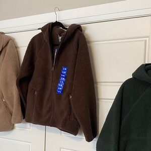 Sierra Designs soft warm sherpa full zip jackets with hood & pockets NWT